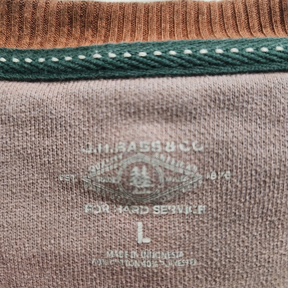 GH Bass & Co Mens Rust Brown Crewneck Sweatshirt Large V-Stitch Pullover - Picture 4 of 8